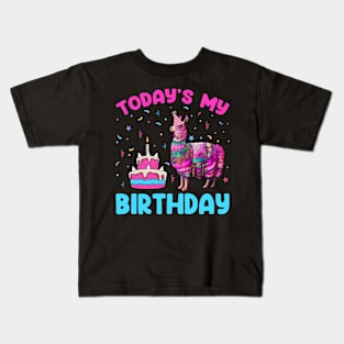 Todays My Birthday Llama Girl Kids T-Shirt